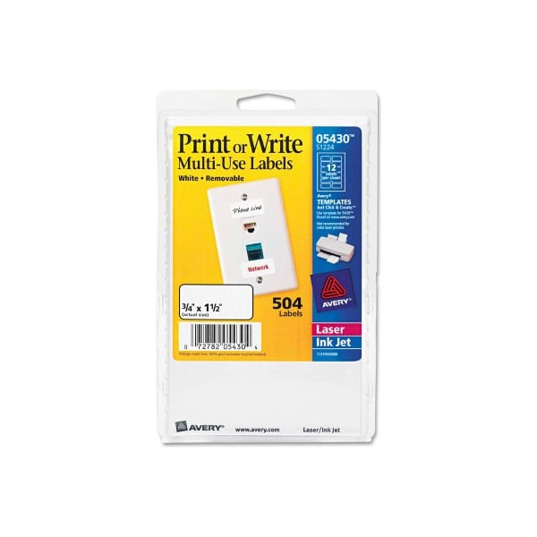 Avery Avery® Print or Write Removable MultiUse Labels, 3/4 x 11/2